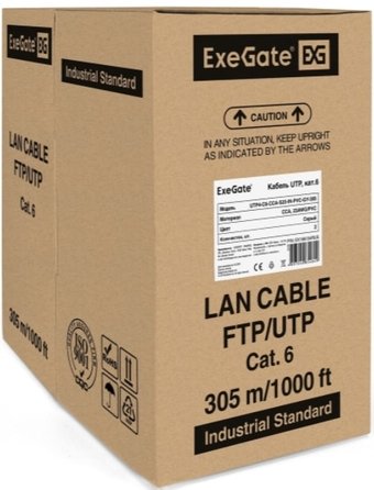 Кабель ExeGate UTP4-C6-CCA-S23-IN-PVC-GY-305 UTP