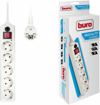 Сетевой фильтр Buro 5 розеток, белый, 10 м [500SH-10-W]