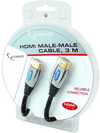 Кабель HDMI- HDMI Gembird 4.5m ver1.3 19M/19M, (CCPB-HDMI-15), металл, позол.разъемы, экран, блистер