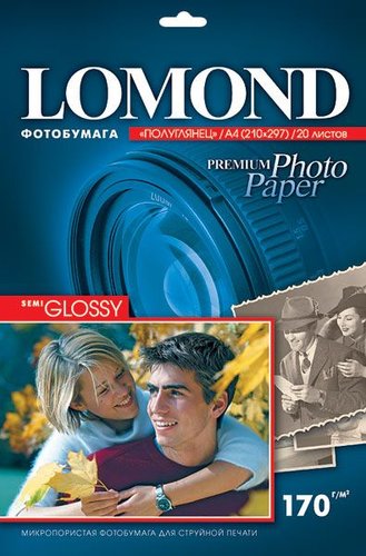 Фотобумага Lomond Полуглянцевая A4 170 г/кв.м. 20 л (1101305)