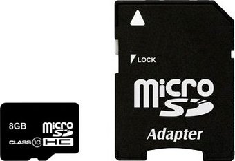 Карта памяти SmartBuy microSDHC (Class 10) 8 Гб + SD адаптер (SB8GBSDCL10-01)