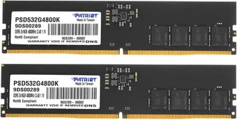 Модуль памяти Patriot Signature Line 2x16ГБ DDR5 4800 МГц PSD532G4800K