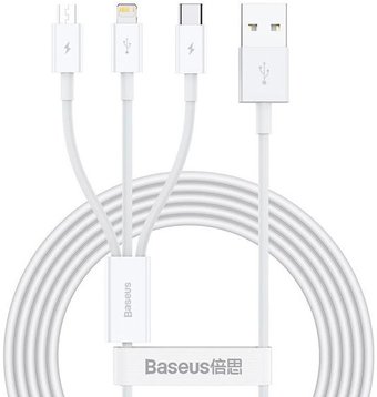 Baseus Superior Series Fast Charging USB Type-A - USB Type-C/microUSB/Lightning (1 м, белый)