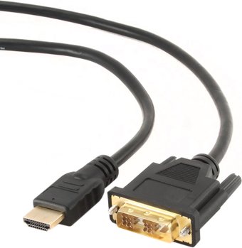 Кабель HDMI- DVI Gembird, 1.8м (CC-HDMI-DVI-6), single link,  позолоченные контакты, Black
